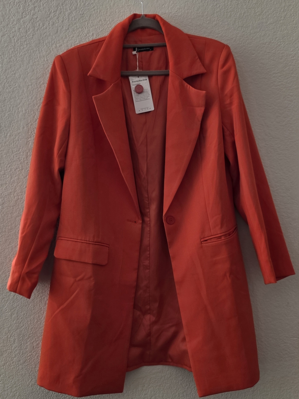 Tailored Longline Blazer in Vibrant Red-Orange
